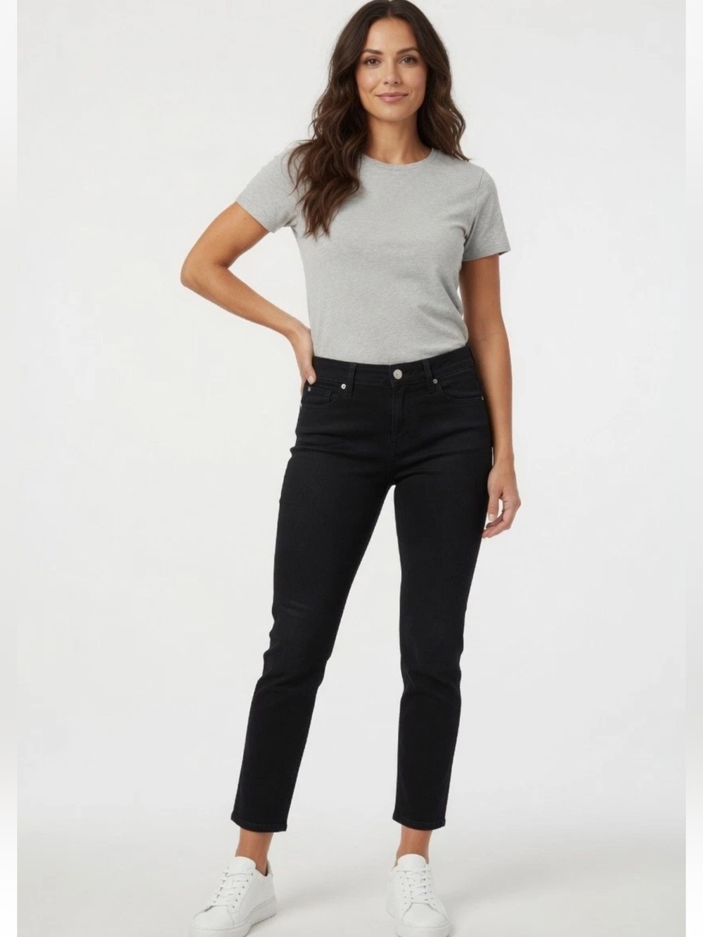 NWT! Jachs Girlfriend Straight Leg Ankle Pants Black Sz 8 Stretch